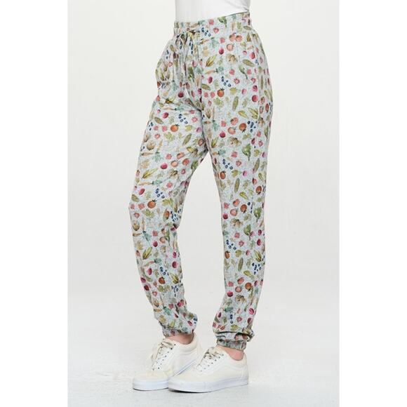SM Wardrobe Vegetable Print Tie Waist Jogger Pants - Picture 3 of 6